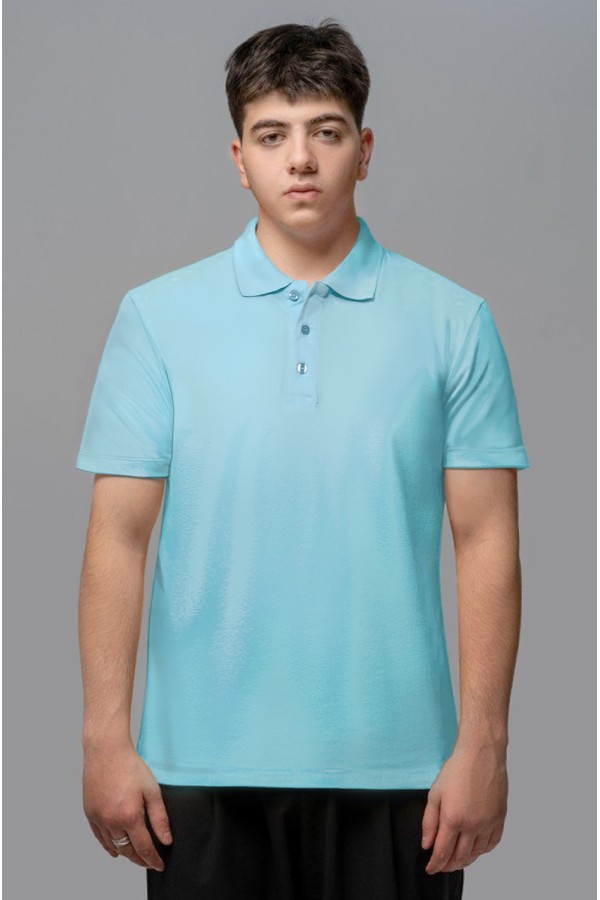 Футболка поло небесно-голубая мужская Polo t-shirt man sky blue man XS-44-Unisex-(Мужской) Футболка поло небесно-голубая мужская