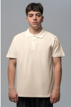 Футболка поло мужская молочная (экрю)