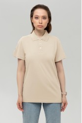 Футболка поло женская молочная (экрю)