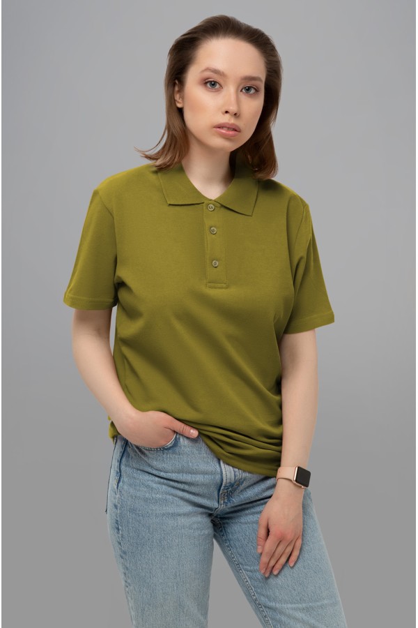  Polo t-shirt khaki olive woman XS-44-Unisex-(Женский)    Футболка поло оливковая (хаки) женская 