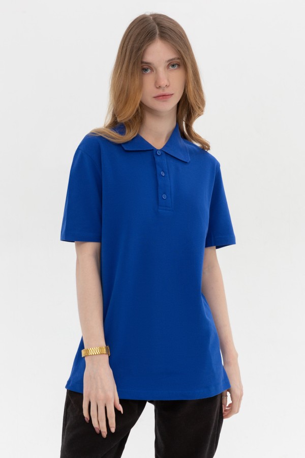  T-Shirt Polo Royal Blue XS-44-Unisex-(Женский)    T-Shirt Polo Royal Blue Футболка поло синяя (василек) 