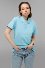  Polo shirt sky-blue woman XS-44-Unisex-(Женский)    Футболка поло небесно-голубая женская 