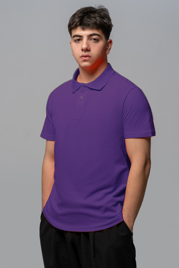  Violet polo t-shirt XS-44-Unisex-(Мужской)    Футболка поло мужская фиолетовая 