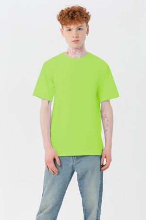 Мужская салатовая (лайм) футболка Premium с эластаном