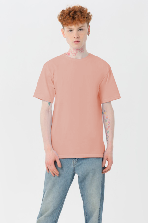 Мужская розовая (пудровая) футболка Premium с эластаном