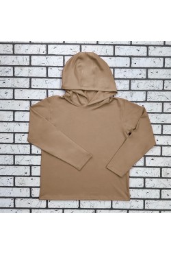 Женский рашгард бежевый спортивный трикотажный с капюшоном, с маской