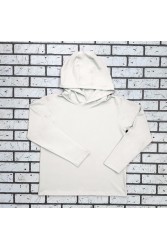 Женский рашгард белый спортивный трикотажный с капюшоном, с маской