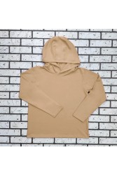 Женский рашгард кремовый спортивный трикотажный с капюшоном, с маской