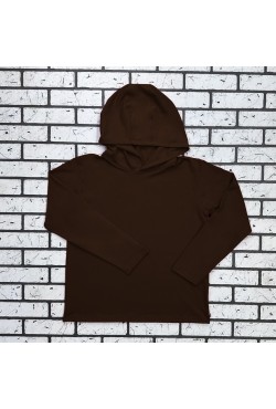 Женский рашгард коричневый спортивный трикотажный с капюшоном, с маской