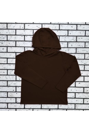 Женский рашгард коричневый спортивный трикотажный с капюшоном, с маской