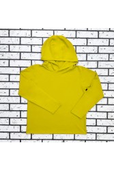 Женский рашгард желтый спортивный трикотажный с капюшоном, с маской