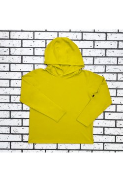 Женский рашгард желтый спортивный трикотажный с капюшоном, с маской