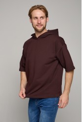 Футболка оверсайз с капюшоном RoXy коричневая мужская