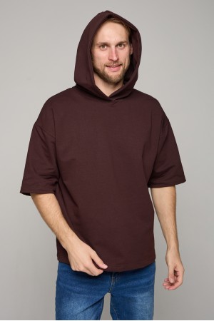 Футболка оверсайз с капюшоном RoXy коричневая мужская