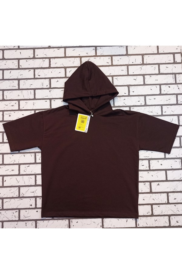 Футболка оверсайз с капюшоном RoXy коричневая мужская   Магазин Толстовок Hooded T-shirt Oversize «RoXy» - Фото на парнях