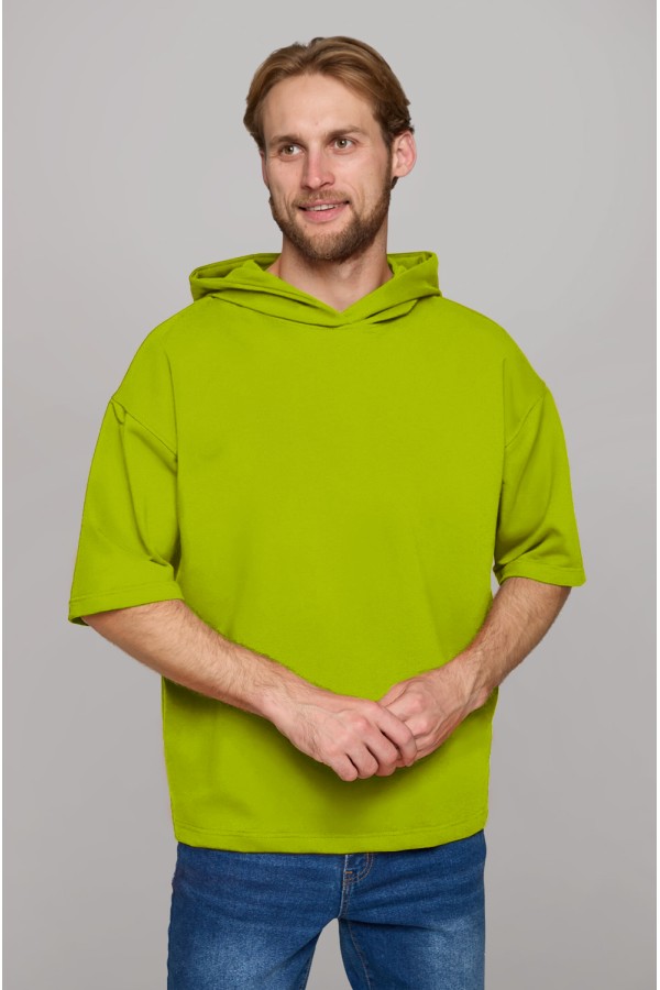 Футболка оверсайз с капюшоном RoXy салатовая (лайм) мужская T-shirt oversize RoXy lime man XS-44-Unisex-(Мужской) Футболка оверсайз с капюшоном RoXy салатовая (лайм) мужская