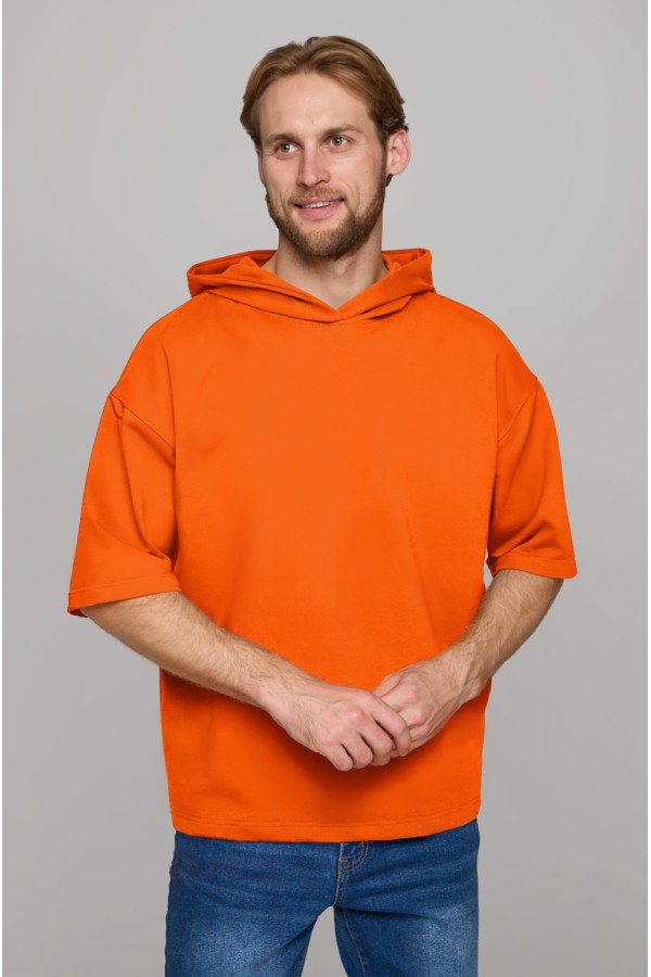  T-shirt oversize RoXy orange man S-46-Unisex-(Мужской)    Футболка оверсайз с капюшоном RoXy оранжевая мужская 