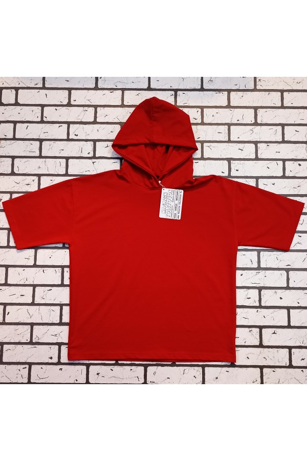 RoXy - Футболка оверсайз с капюшоном красная унисекс   Магазин Толстовок Hooded T-shirt Oversize «RoXy»