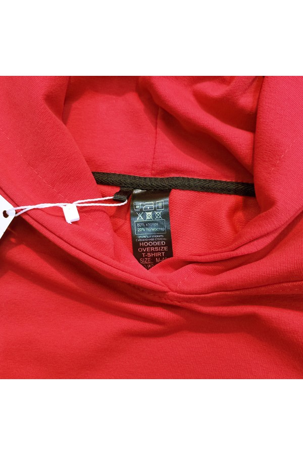 RoXy - Футболка оверсайз с капюшоном красная унисекс   Магазин Толстовок Hooded T-shirt Oversize «RoXy»