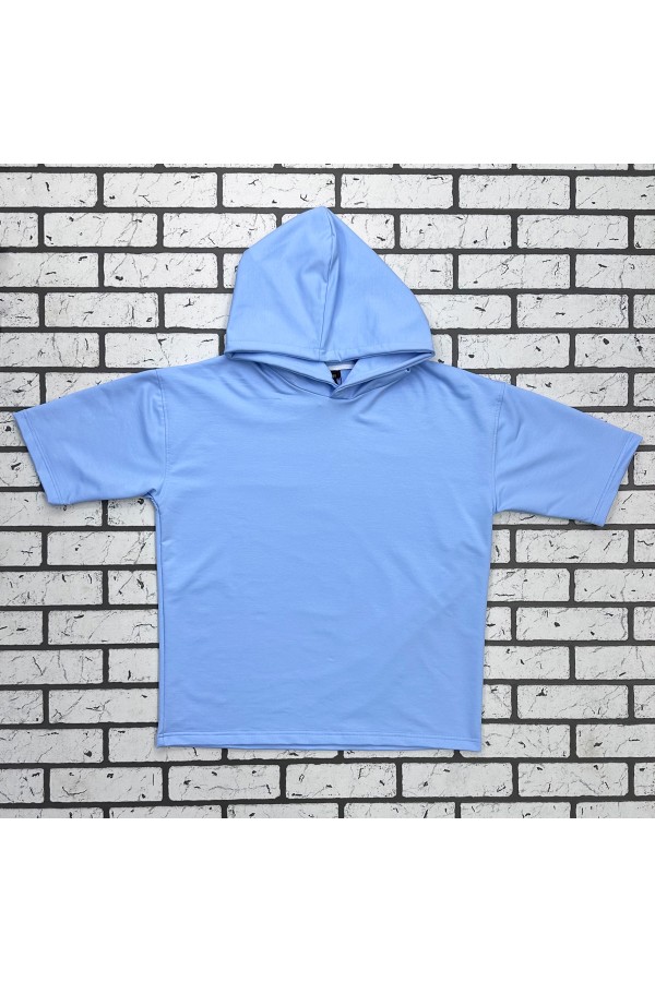 Футболка оверсайз с капюшоном RoXy небесно-голубая мужская   Магазин Толстовок Hooded T-shirt Oversize «RoXy» - Фото на парнях