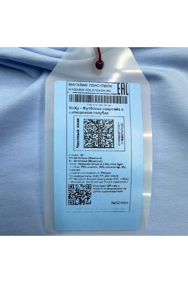 Футболка оверсайз с капюшоном RoXy небесно-голубая мужская   Магазин Толстовок Hooded T-shirt Oversize «RoXy» - Фото на парнях