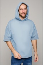  T-shirt oversize RoXy sky-blue man S-46-Unisex-(Мужской)    Футболка оверсайз с капюшоном RoXy небесно-голубая мужская 