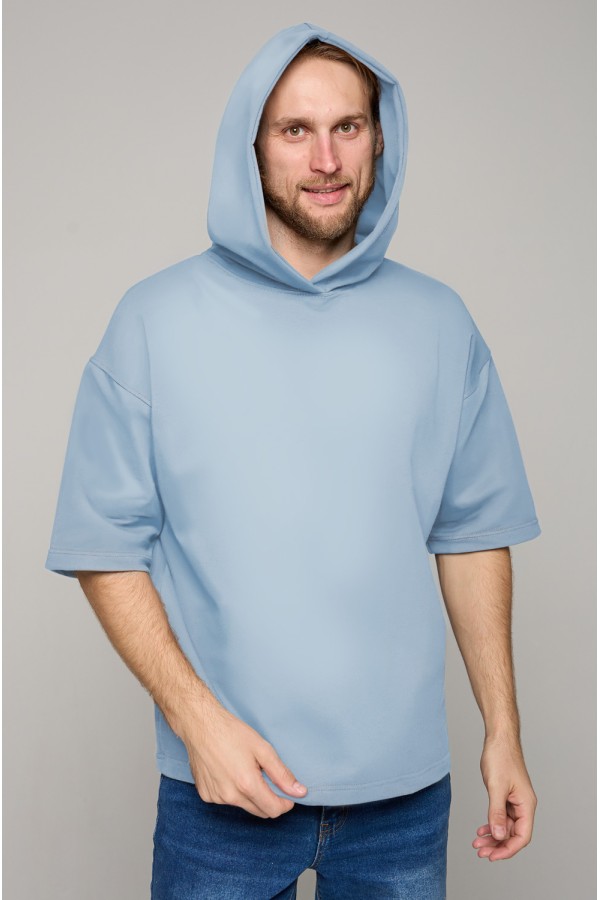  T-shirt oversize RoXy sky-blue man XS-44-Unisex-(Мужской)    Футболка оверсайз с капюшоном RoXy небесно-голубая мужская 