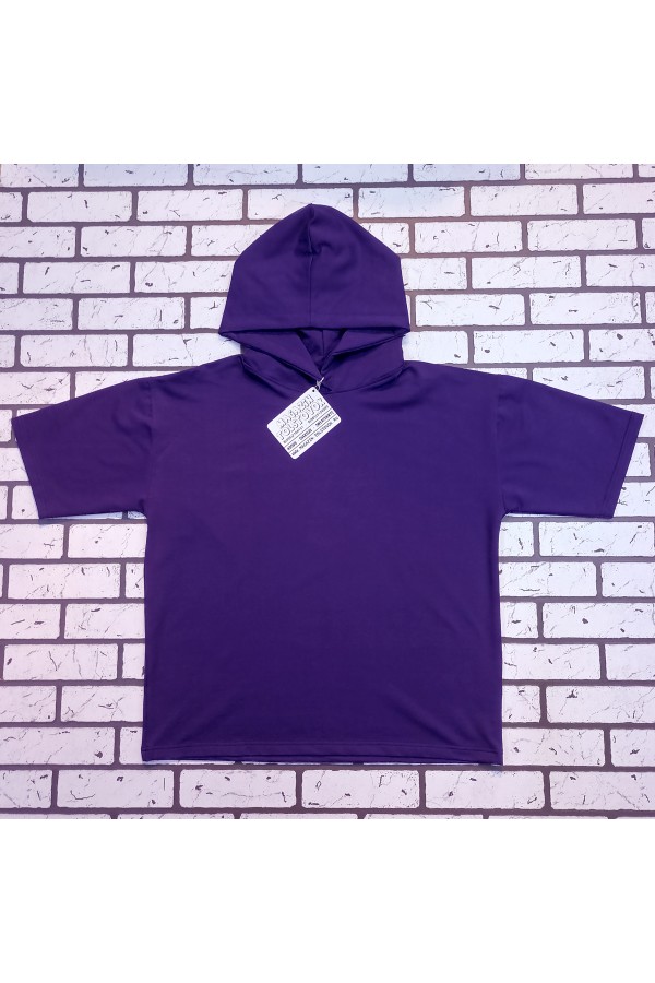 Фиолетовая футболка оверсайз с капюшоном мужская (унисекс)   Магазин Толстовок Hooded T-shirt Oversize «RoXy»