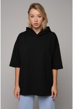  T-shirt oversize RoXy black woman XS-44-Unisex-(Женский)    RoXy - Футболка оверсайз с капюшоном черная унисекс (женская) 