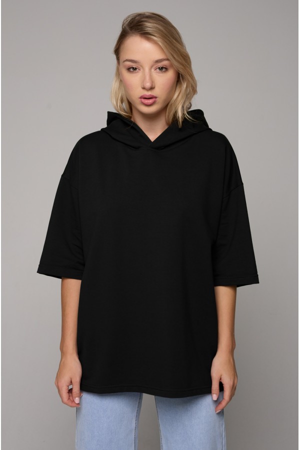  T-shirt oversize RoXy black woman XS-44-Unisex-(Женский)    RoXy - Футболка оверсайз с капюшоном черная унисекс (женская) 