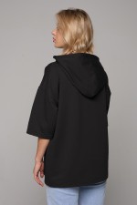 RoXy - Футболка оверсайз с капюшоном черная унисекс (женская)   Магазин Толстовок Hooded T-shirt Oversize «RoXy»