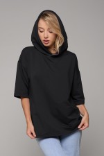 RoXy - Футболка оверсайз с капюшоном черная унисекс (женская)   Магазин Толстовок Hooded T-shirt Oversize «RoXy»