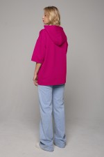 Hooded T-shirt Oversize «RoXy» - Фото на девушках RoXy - Футболка оверсайз с капюшоном фуксия (ярко-розовая) 3 RoXy - Футболка оверсайз с капюшоном фуксия (ярко-розовая) Магазин Толстовок Hooded T-shirt Oversize «RoXy» - Фото на девушках