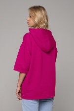 Hooded T-shirt Oversize «RoXy» - Фото на девушках RoXy - Футболка оверсайз с капюшоном фуксия (ярко-розовая) 2 RoXy - Футболка оверсайз с капюшоном фуксия (ярко-розовая) Магазин Толстовок Hooded T-shirt Oversize «RoXy» - Фото на девушках