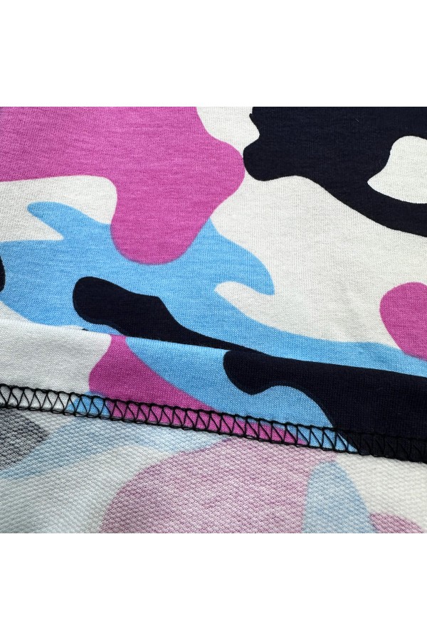 RoXy - Футболка оверсайз с капюшоном розовый и черный камуфляж Military Half-Half   Магазин Толстовок Hooded T-shirt Oversize «RoXy»