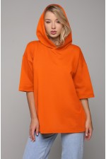  T-shirt oversize RoXy Orang woman XS-44-Unisex-(Женский)    RoXy - Футболка оверсайз с капюшоном оранжевая унисекс (женская) 