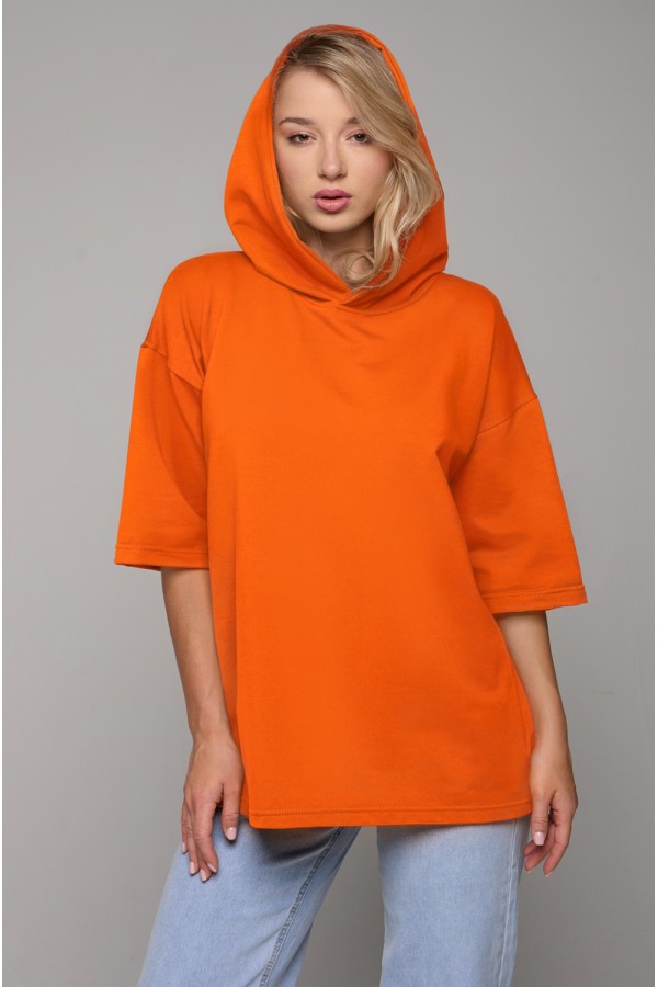  T-shirt oversize RoXy Orang woman XS-44-Unisex-(Женский)    RoXy - Футболка оверсайз с капюшоном оранжевая унисекс (женская) 