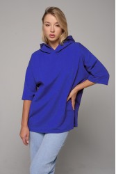 RoXy - Футболка оверсайз с капюшоном васильковая унисекс