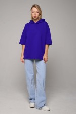 Hooded T-shirt Oversize «RoXy» - Фото на девушках RoXy - Футболка оверсайз с капюшоном васильковая унисекс 1 RoXy - Футболка оверсайз с капюшоном васильковая унисекс Магазин Толстовок Hooded T-shirt Oversize «RoXy» - Фото на девушках
