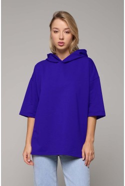 RoXy - Футболка оверсайз с капюшоном васильковая унисекс