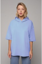  T-shirt oversize RoXy sky blue woman M-48-Unisex-(Женский)    RoXy - Футболка оверсайз с капюшоном голубая женская 