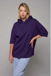 RoXy - Футболка оверсайз с капюшоном фиолетовая унисекс