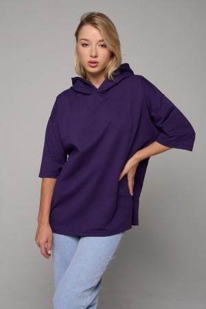 RoXy - Футболка оверсайз с капюшоном фиолетовая унисекс