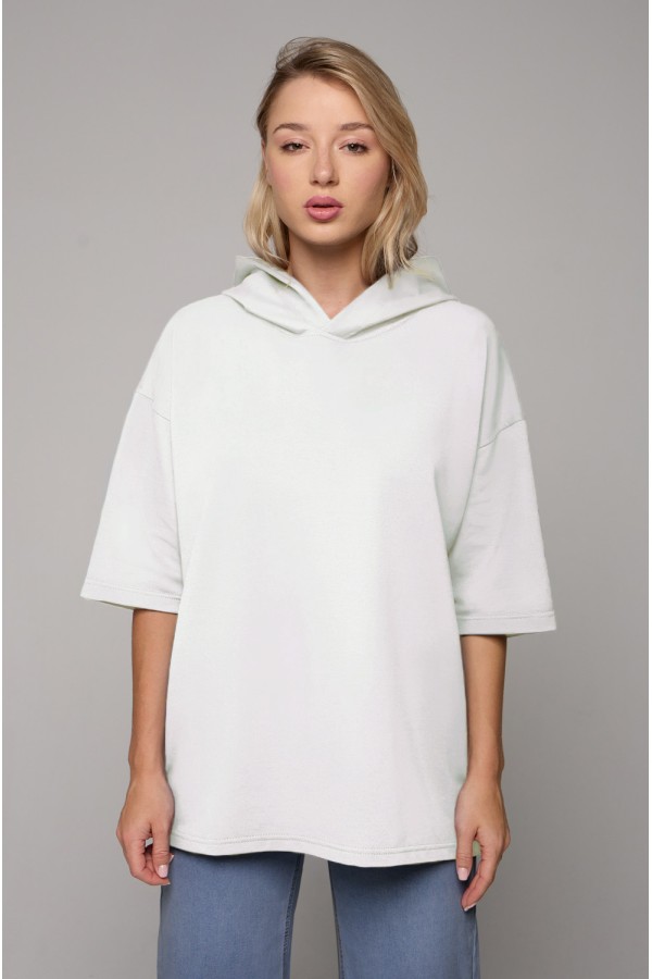 T-shirt oversize RoXy white woman S-46-Unisex-(Женский)    RoXy - Футболка оверсайз с капюшоном белая женская 