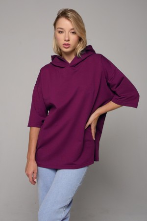 RoXy - Футболка оверсайз с капюшоном цвет Вино