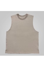 Майка оверсайз без рукавов спортивная мужская бежевая Muscle tank top black beige XS-44-Unisex-(Мужской) Майка оверсайз без рукавов спортивная мужская бежевая