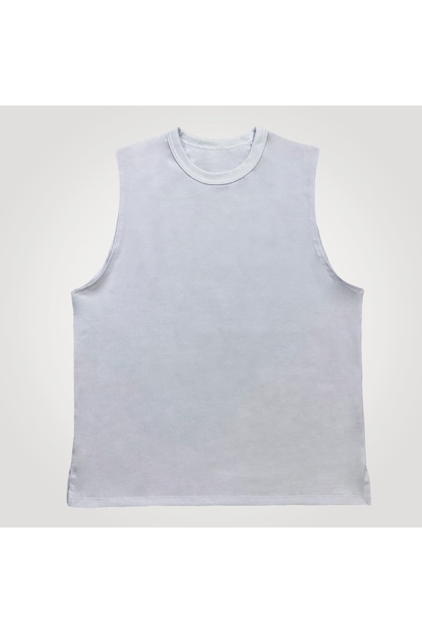  Muscle tank top white man XS-44-Unisex-(Мужской)    Майка оверсайз без рукавов спортивная мужская белая 