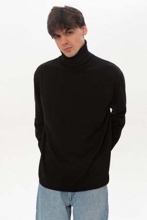 Мужская водолазка черная классическая трикотажная