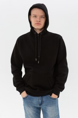 Толстовка на молнии с высоким воротом, однотонная черная. Отличное решение для нанесения логотипа. Премиум качество, стильный современный дизайн.