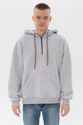 Кофта с высоким воротом на молнии серая. Зип худи анорак с воротом стойкой подойдет под брендирование: печать и вышивку.